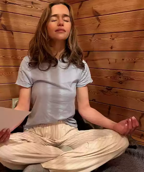 Emilia Clarke Doing Meditation yoga